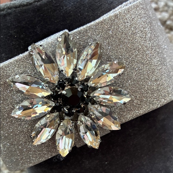 J. Crew Dark Gray/Black and Silver Crystal Embellished Mules - Picture 4 of 10